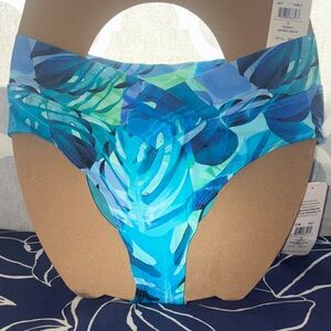 Women’s Blue Tropical V-front Bikini Bottom
